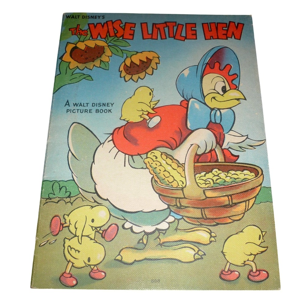Vintage 1937 Walt Disney The Wise Little Hen Book Donald Duck Whitman #868